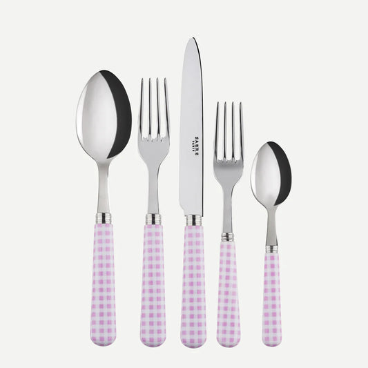 Sabre Printed Shiny Cutlery - Gingham Pink