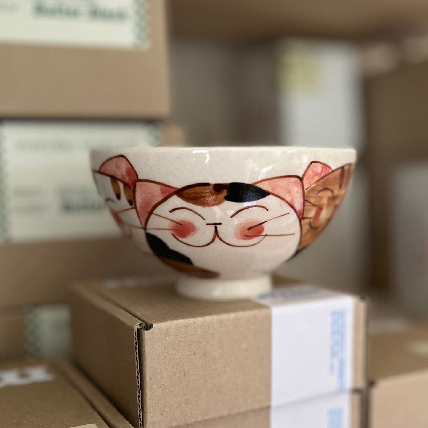 Hasami Ware Cat Rice Bowl