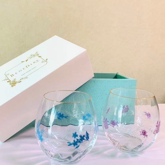 Flower Tumbler Glass Gift Set - Amsonia and Rose
