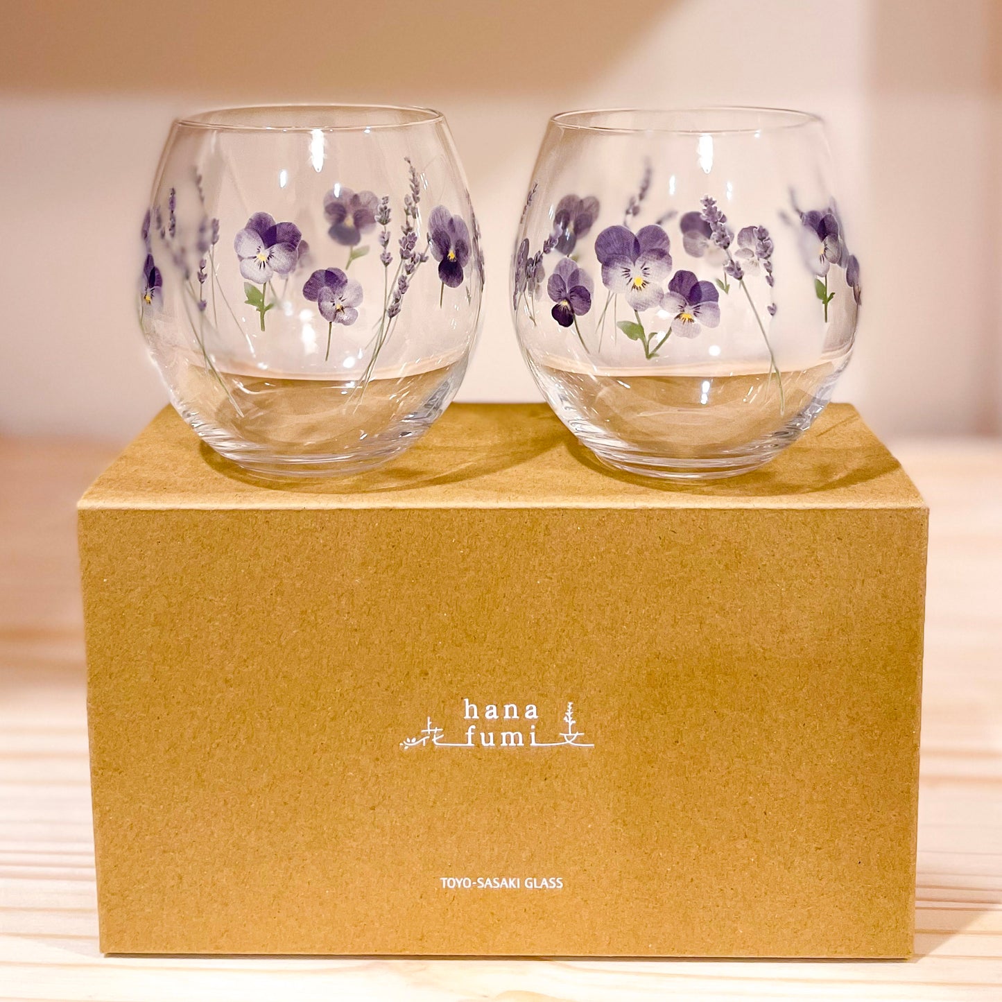 Flower Tumbler Glass Gift Set - Viola