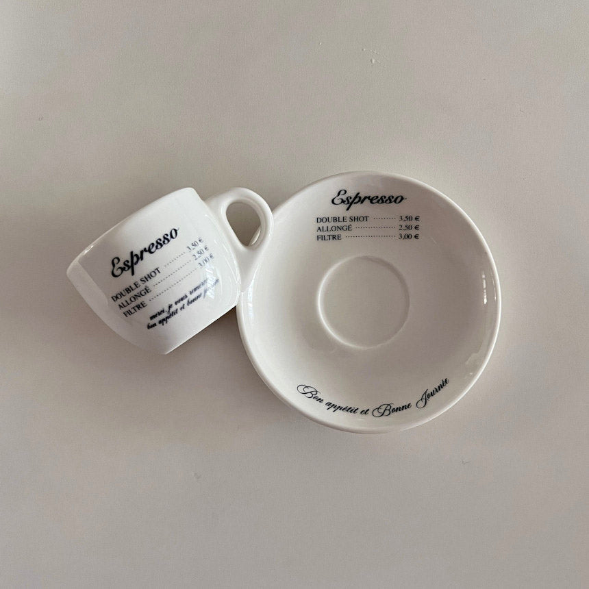 Espresso Menu Espresso Cup and Saucer