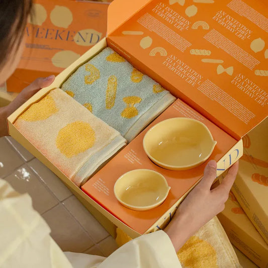 Lemon Pasta Hand Towel & Bowl Gift Set