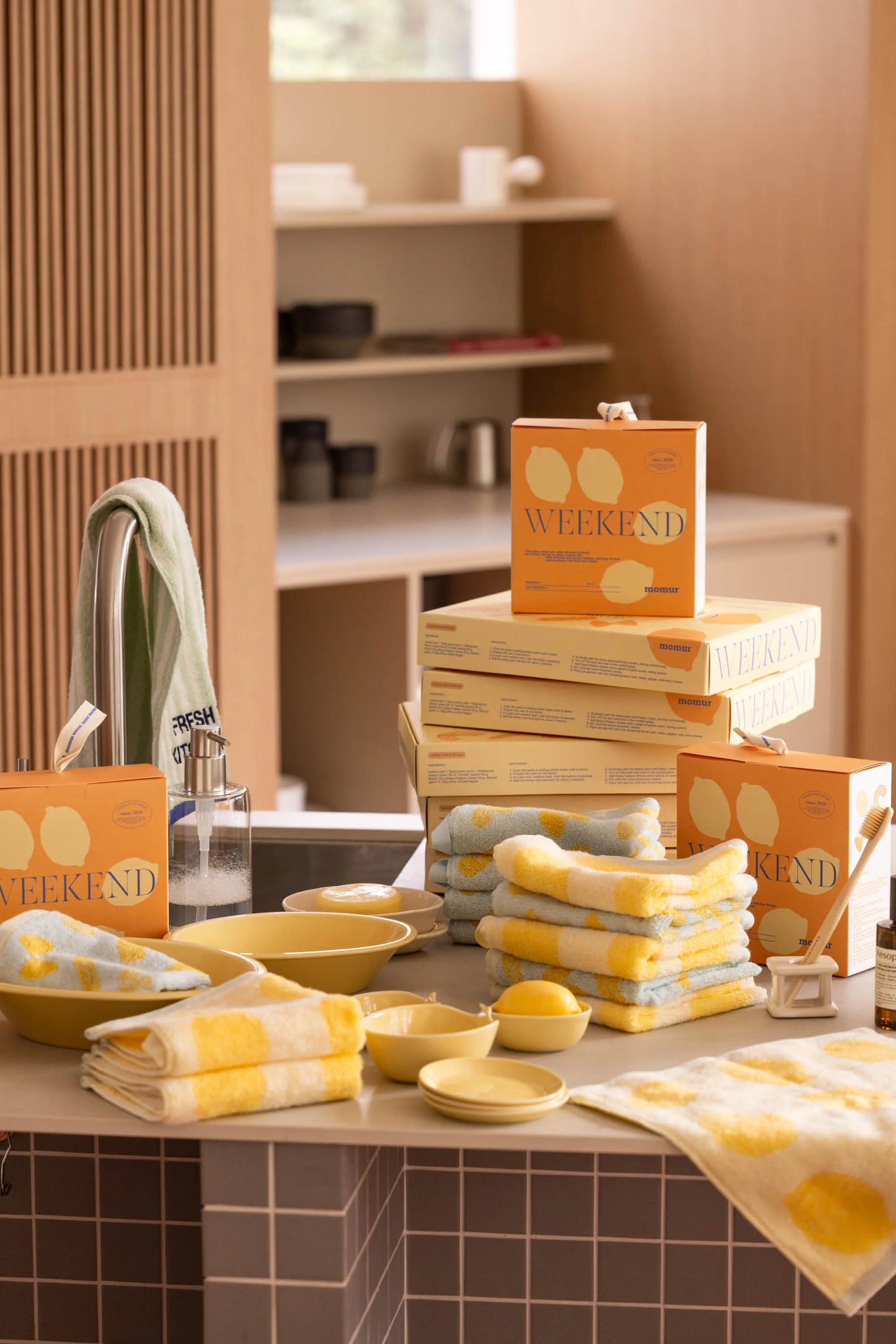 Lemon Pasta Hand Towel & Bowl Gift Set