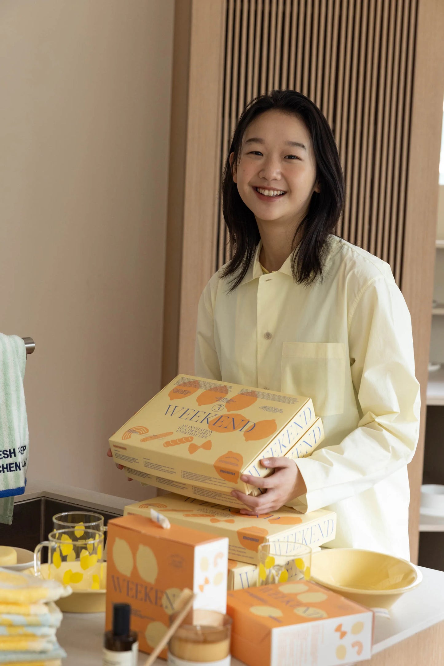 Lemon Pasta Hand Towel & Bowl Gift Set