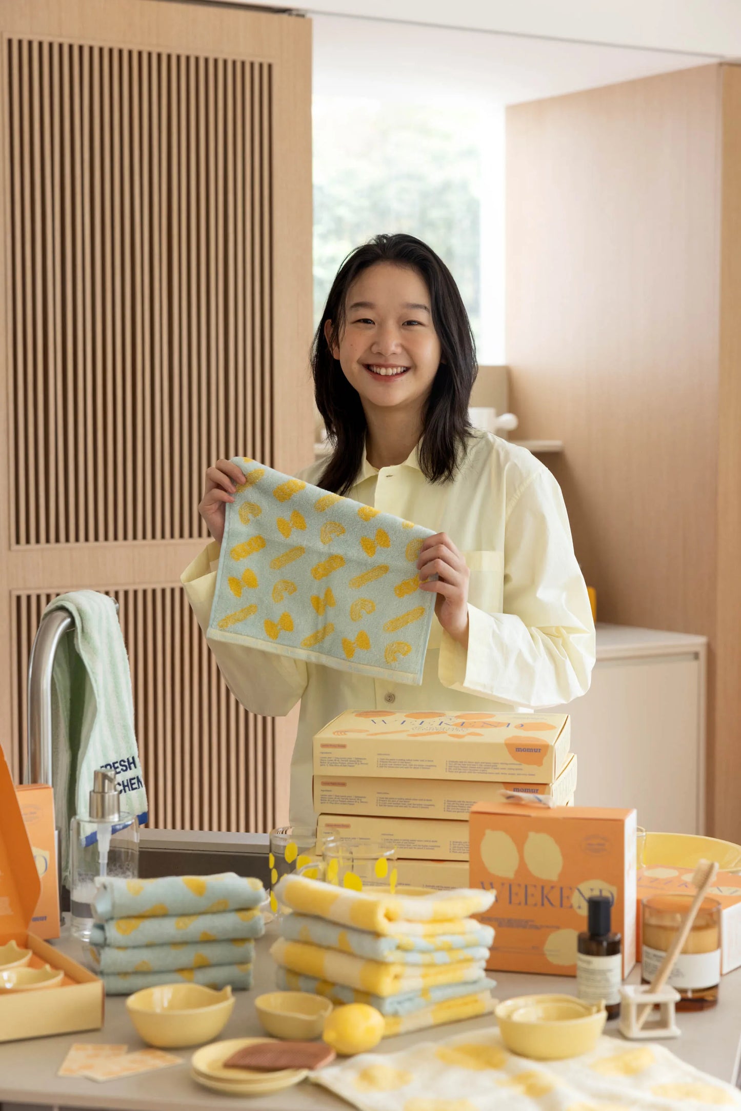 Lemon Pasta Hand Towel & Bowl Gift Set
