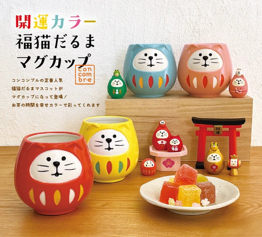 Lucky Cat Daruma Mugs