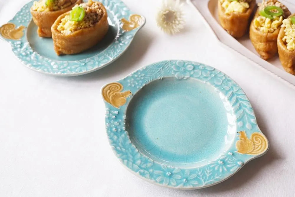 Squirrel Flower Wreath Plate