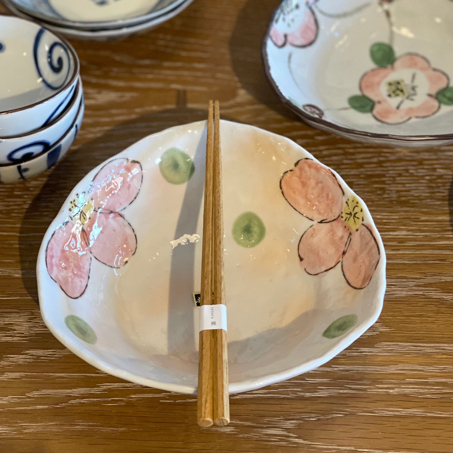 Mino Ware Spring Flower All Purpose Bowl - Irregular shaped