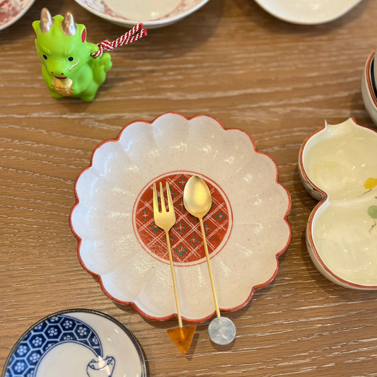 Japanese Red Trim Small Plate