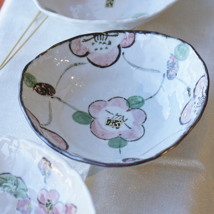 Mino Ware Spring Flower All Purpose Bowl - Irregular shaped