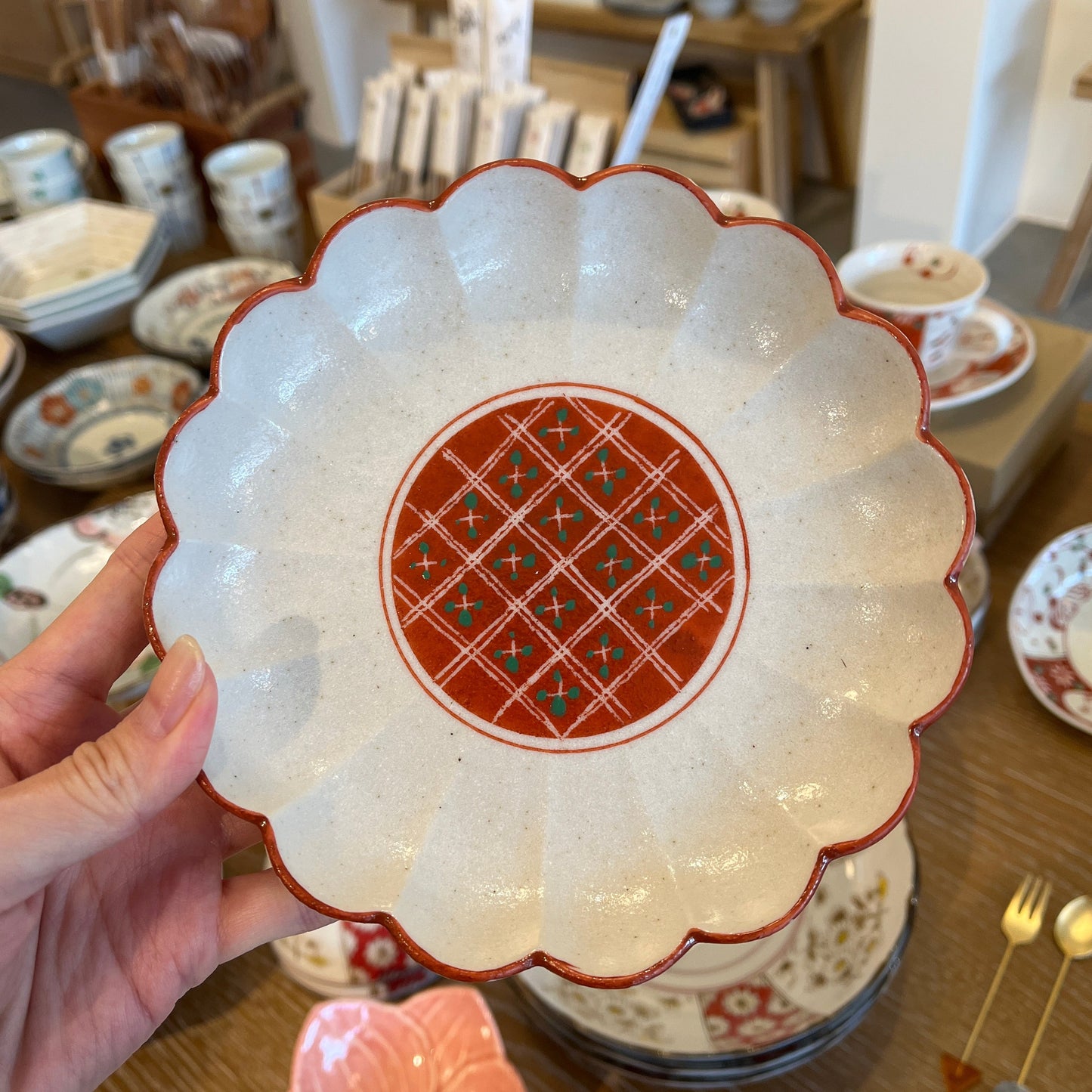 Japanese Red Trim Small Plate