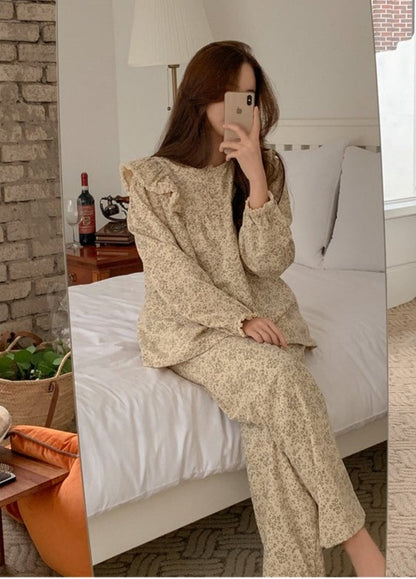 Jane Flowers Peach Napping Pajamas