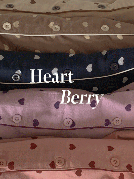 Heart Berry Peached Cotton Pajamas