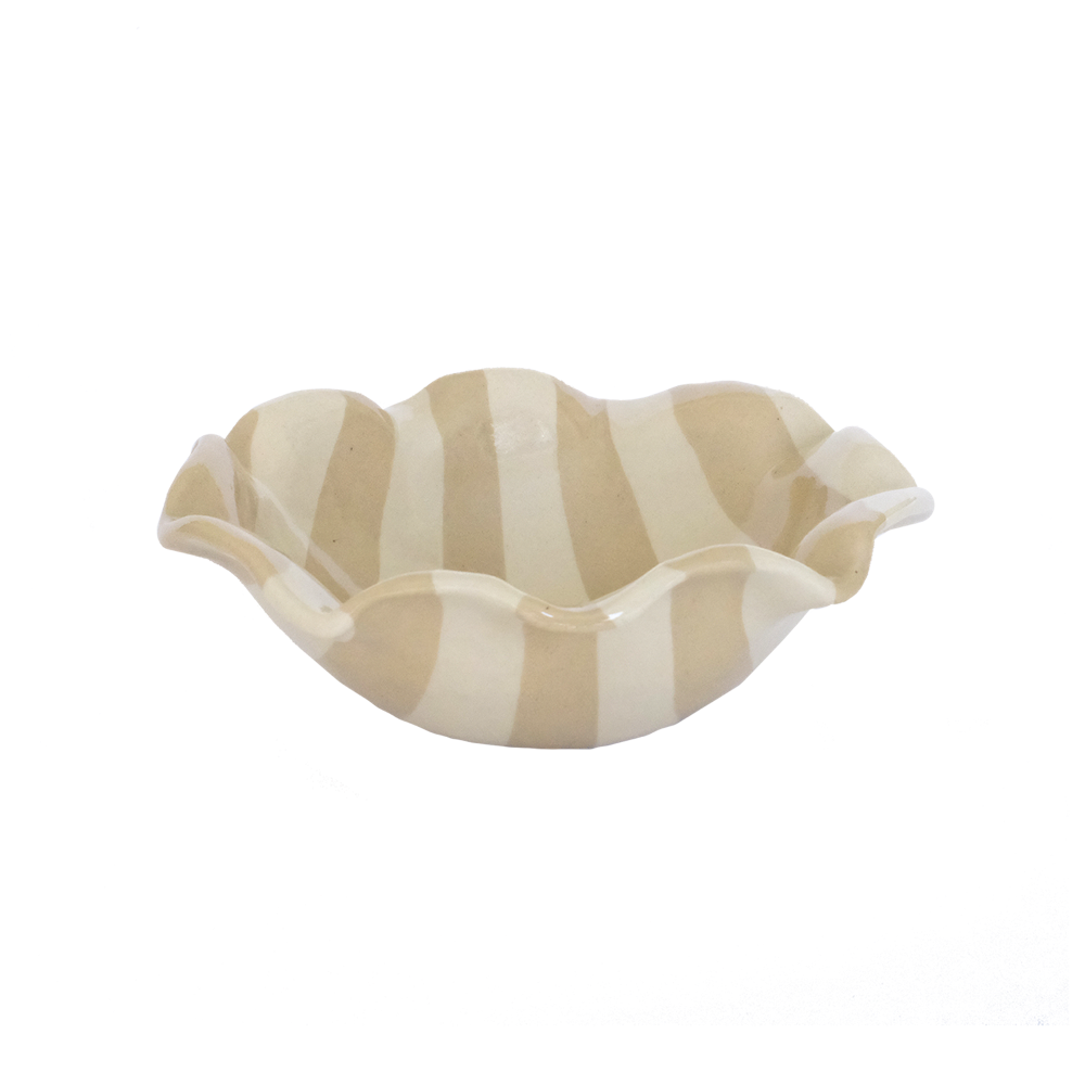 Ruffle Bowl Stripe - Beige