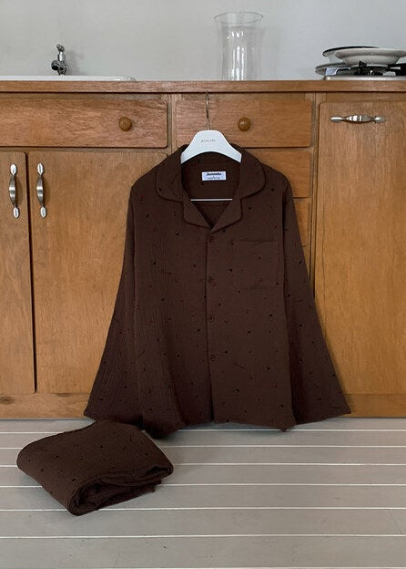 Renewed Cherry Crinkled Cotton LS Pajama Set