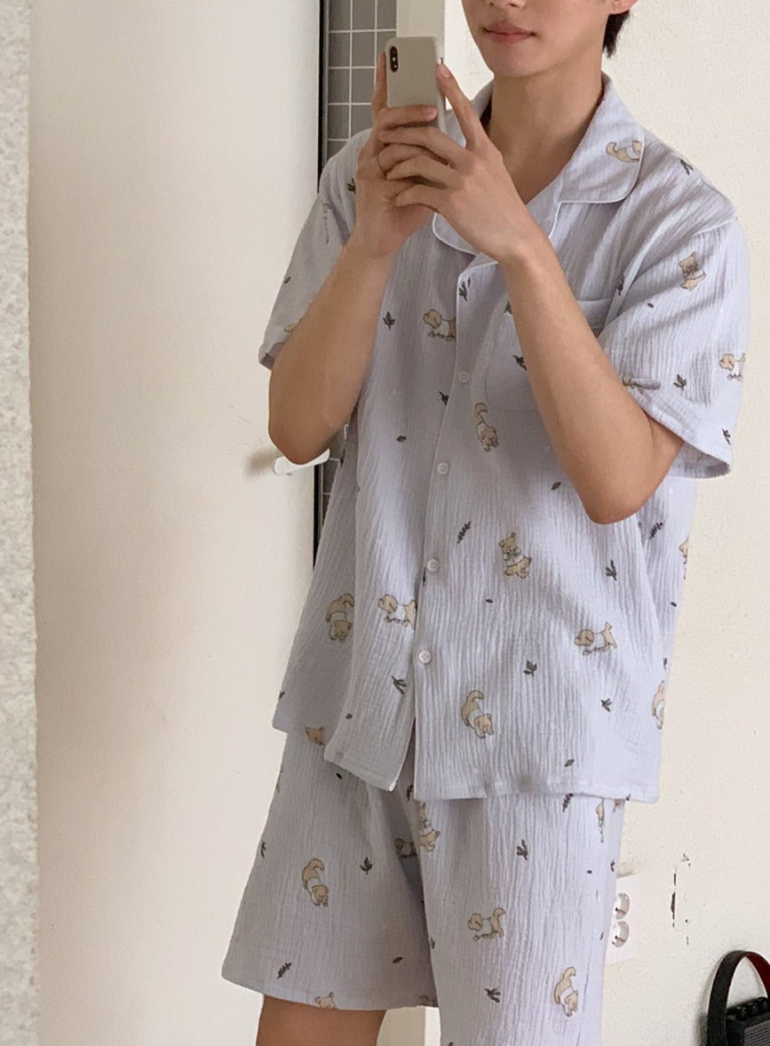 Collared "Mocha" Cotton SS Pajama