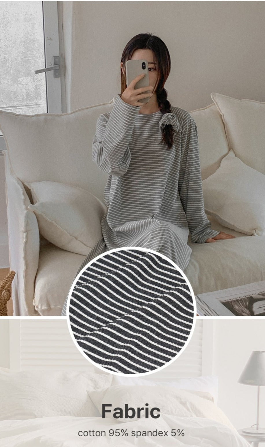Day Ribbed One-piece Dress /Scrunchie Pajama Set