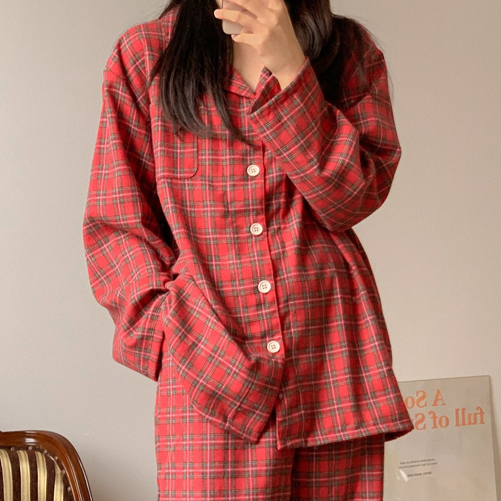 Dear Tartan Check Pajama Set