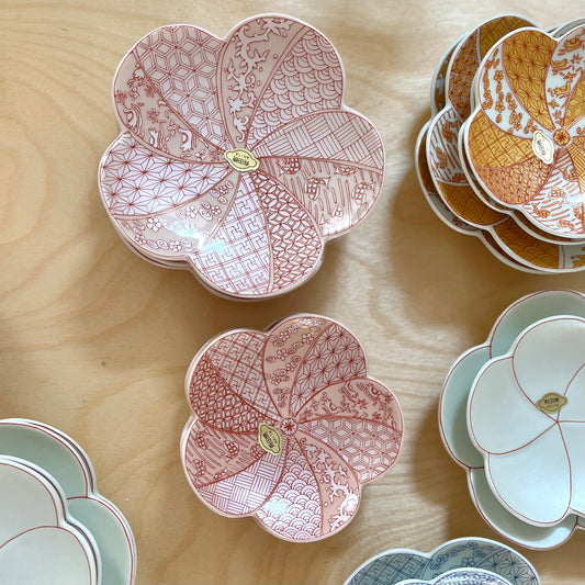 Arita Ware - hand painted flower side plates
