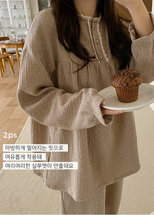 Pin Dot Cotton LS Pajamas