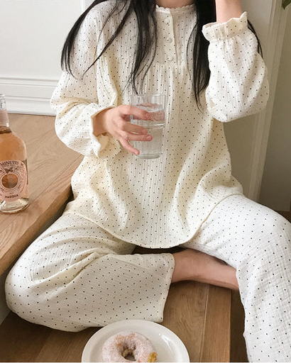 Pin Dot Cotton LS Pajamas