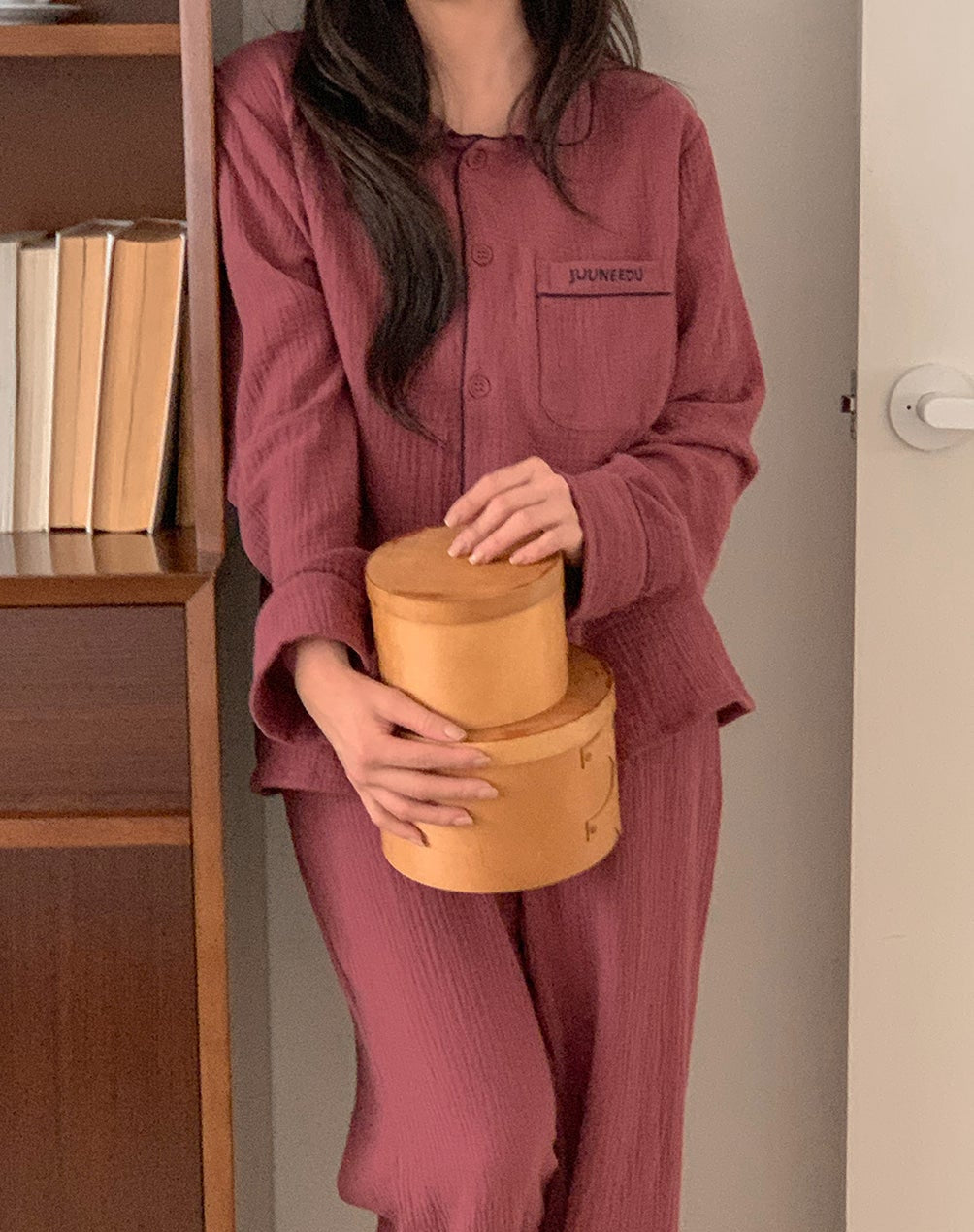 Burgundy Cotton Pajama Set