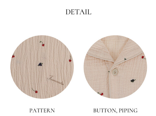 Renewed Cherry Crinkled Cotton LS Pajama Set