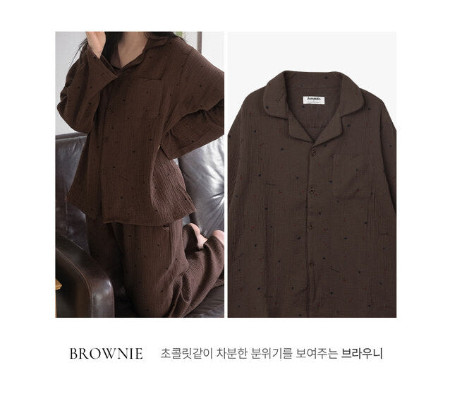 Renewed Cherry Crinkled Cotton LS Pajama Set