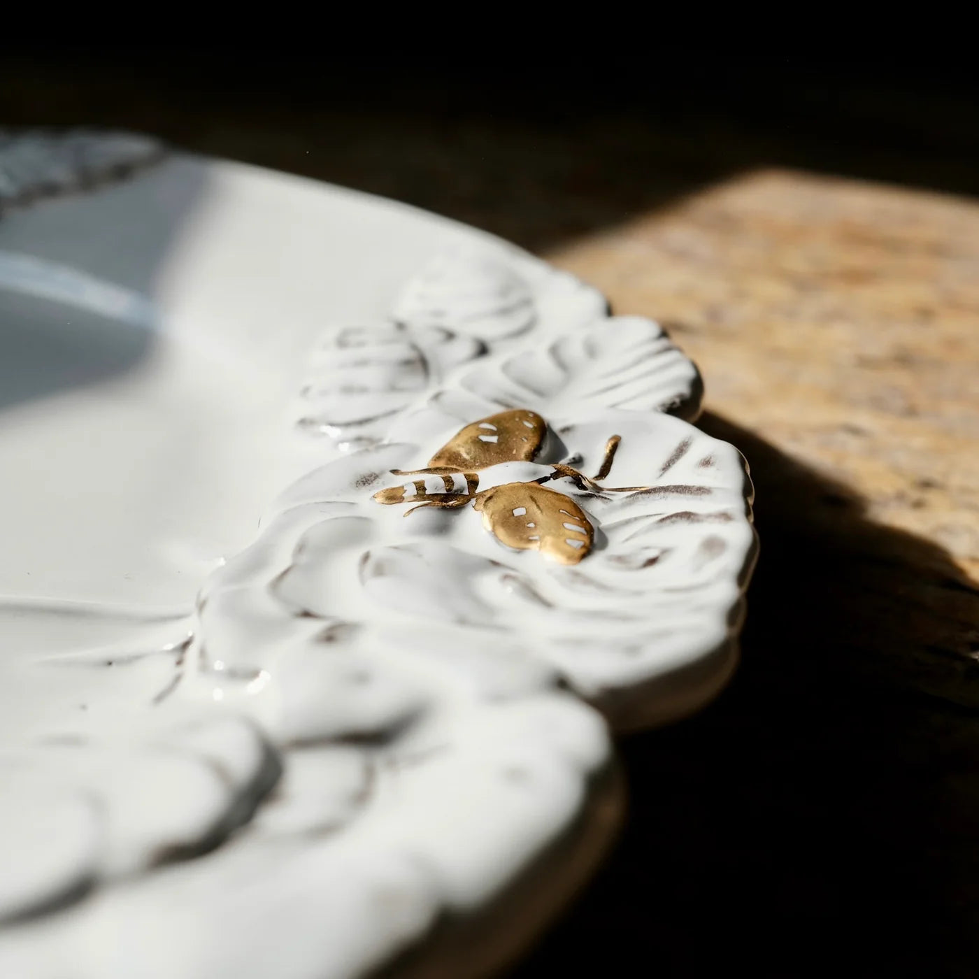 Rose Plate with Gold Bee - Large