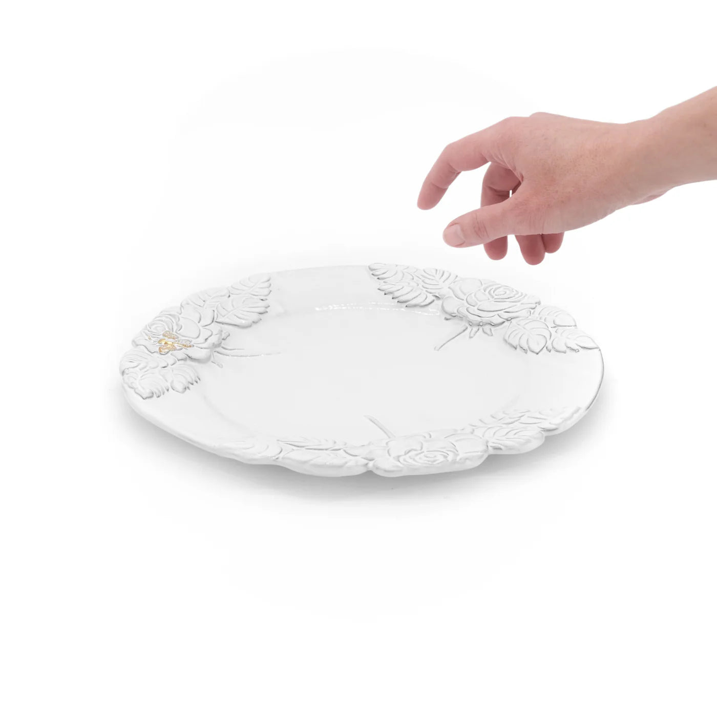 Rose Plate with Gold Bee - Large