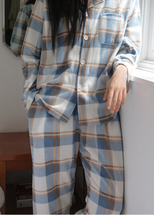 Cozy Tartan Check Pajama Set - Warm Fleece