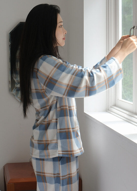 Cozy Tartan Check Pajama Set - Warm Fleece