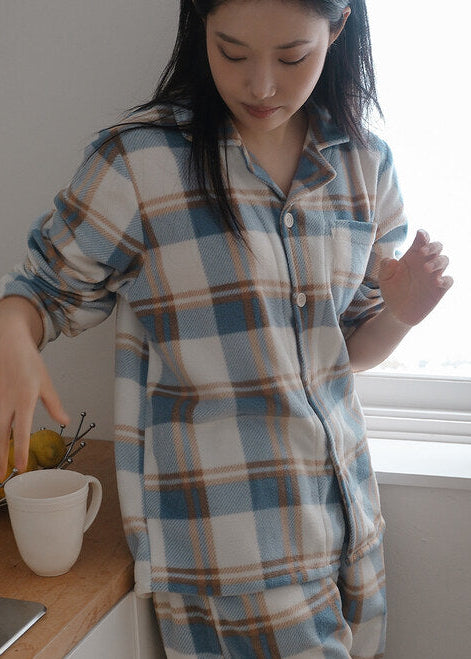 Cozy Tartan Check Pajama Set - Warm Fleece
