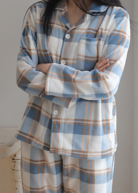 Cozy Tartan Check Pajama Set - Warm Fleece