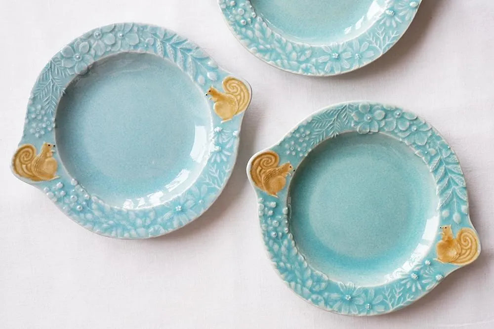 Squirrel Flower Wreath Plate
