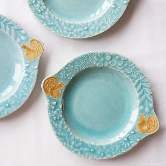 Squirrel Flower Wreath Plate