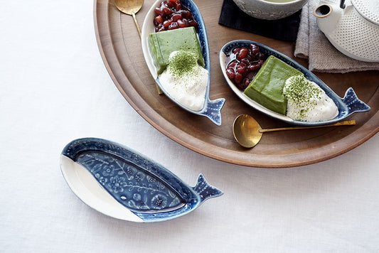 Mashiko Ware Blue Whale Side Plate