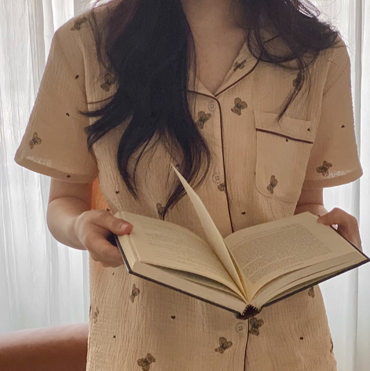 Mandy Bear Short Sleeve Pajamas - Collared