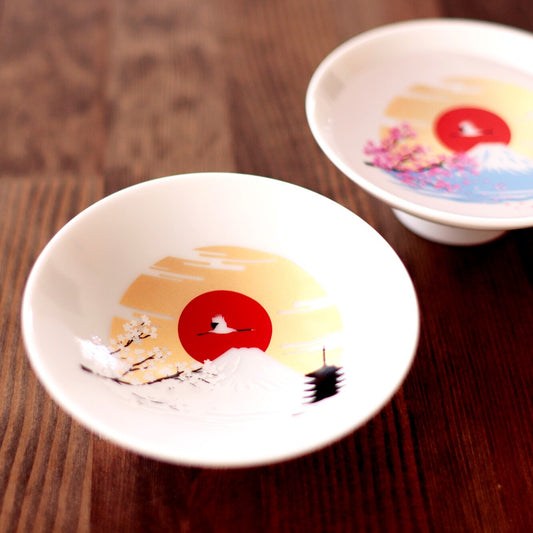 Mount Fuji Flat Sake Cup Set
