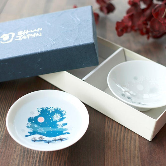 Snowflake Flat Sake Cup Set