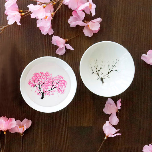 Sakura Flat Sake Cup Set