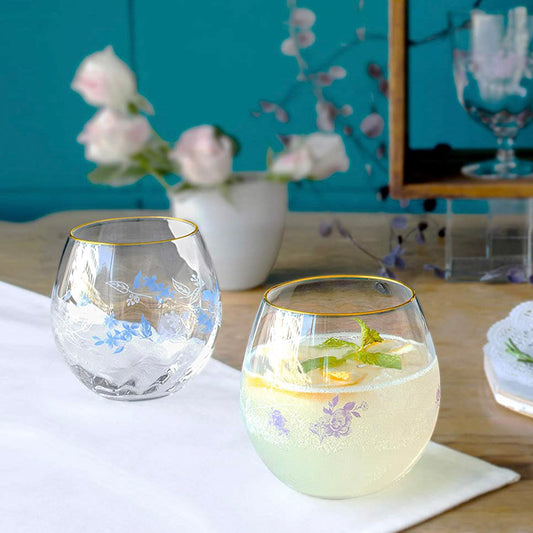 Flower Tumbler Glass Gift Set - Amsonia and Rose