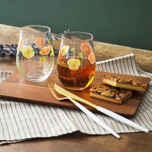 Flower Tumbler Glass Gift Set - Poppy