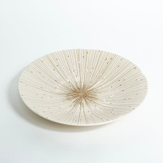 Mino ware Sendan Tokusa Beige Plate