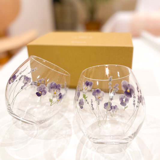Flower Tumbler Glass Gift Set - Viola