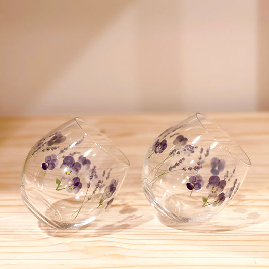 Flower Tumbler Glass Gift Set - Viola