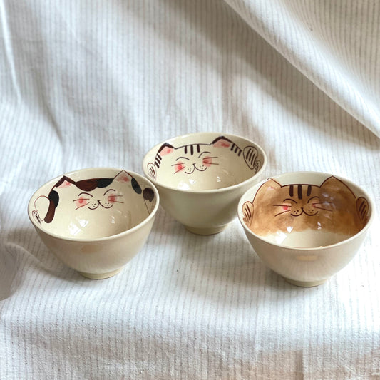 Hasami Ware Cat Rice Bowl