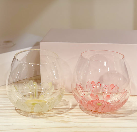 Flower Tumbler Glass Gift Set - Gerbera