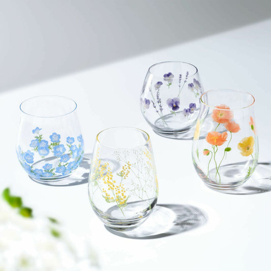 Flower Tumbler Glass Gift Set - Poppy